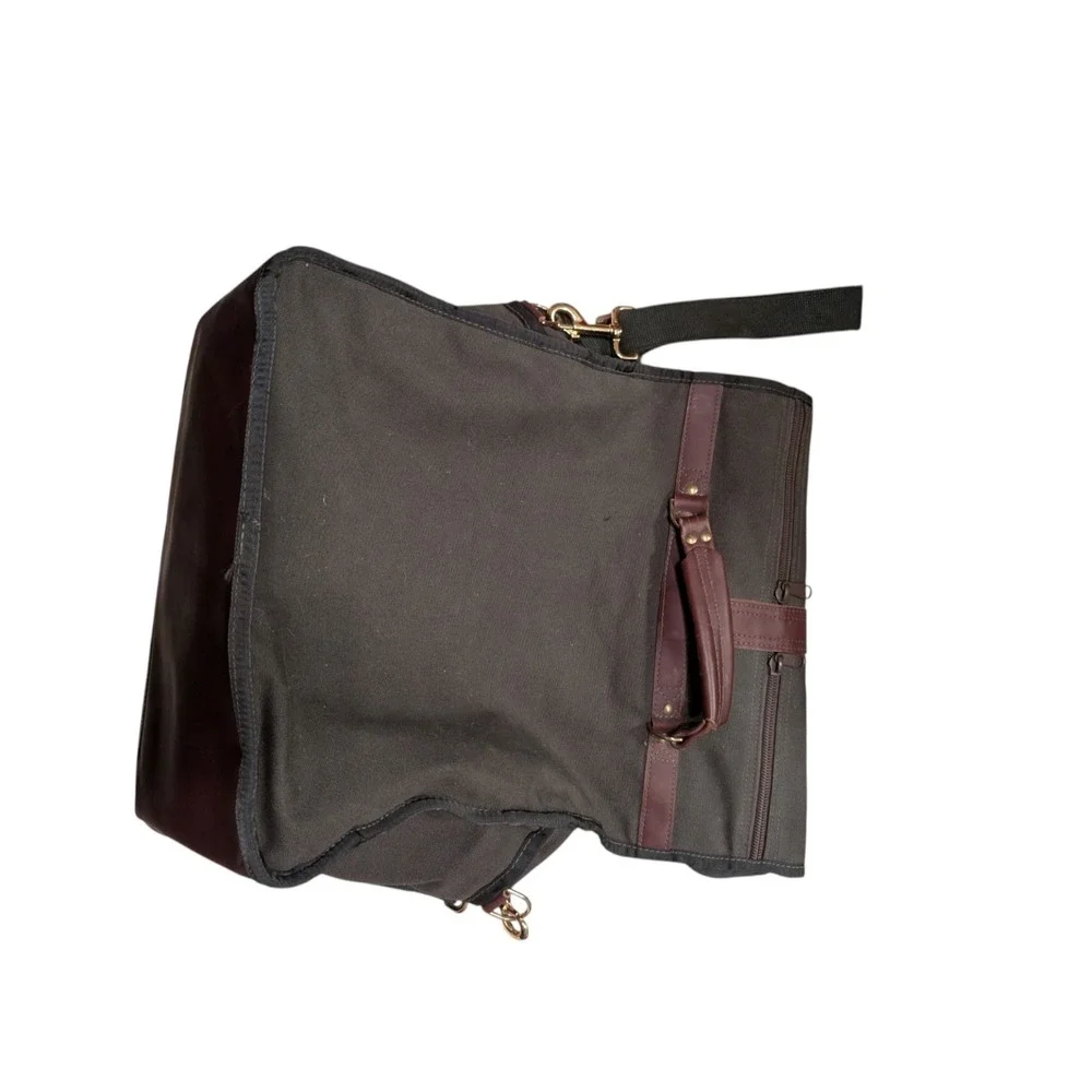 Duluth Pack Messenger Briefcase Olive Canvas Brown Leather Made USA Commuter Bag
